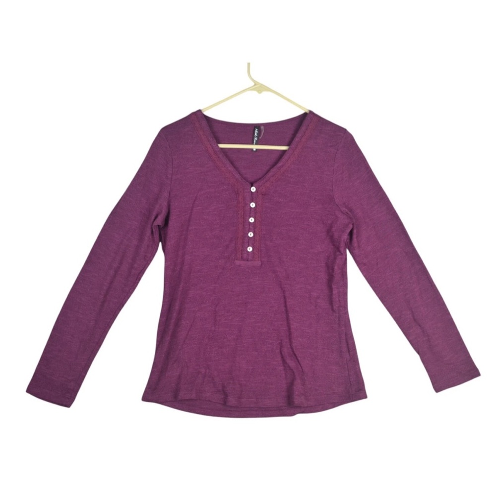 North River Women Purple Pullover T Shirt Top Sz M Long sleeves